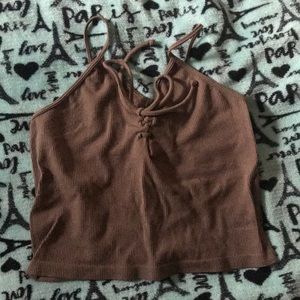 Stretchy tan crop top